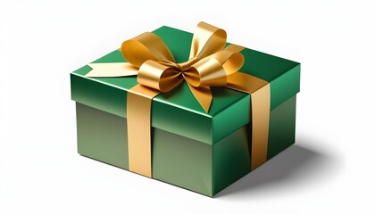 Obraz premium green and golden gift box isolated on transparent background cutout