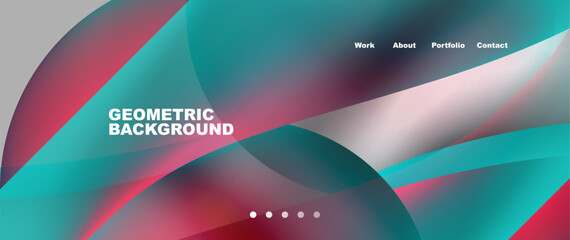Web page design with geometric elements - circle and wave. Techno art concept. Vector Illustration For Wallpaper, Banner, Background, Card, Book Illustration, landing page