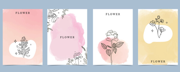 flower background with lavender,magnolia,rose.illustration vector for a4 page design
