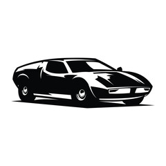 Obraz premium 1976 Lotus spirit car. view silhouette vector design from side isolated white background. Best for logos, badges, emblems