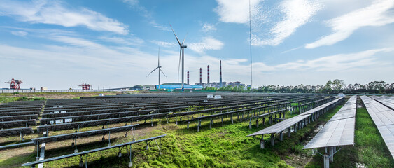 Power station equipment and natural landscape