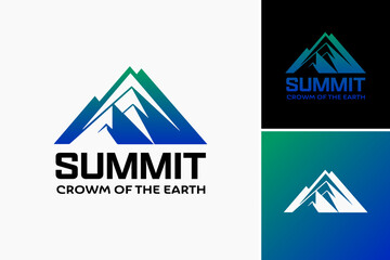 Summit: Crown of the Earth Logo: A dynamic design featuring a mountain peak, symbolizing achievement and excellence. Ideal for outdoor adventure companies, travel agencies, or sports brands.