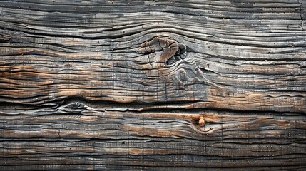 Naklejka premium Extreme close-up of an old wooden board, emphasizing the deep grain patterns and natural wear, creating a vintage and authentic feel