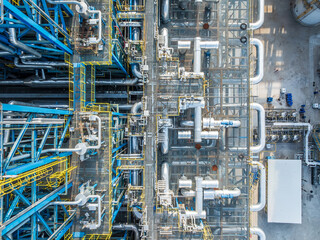 Fototapeta premium Complex industrial equipment for petrochemical plants