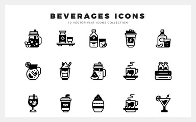 15 Beverages Lineal Fill icons pack. vector illustration.