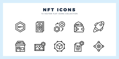 10 NFT Lineal icons pack. vector illustration.