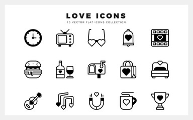 15 Love Lineal Fill icons pack. vector illustration.