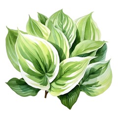 Obraz premium Vibrant Watercolor Hosta Leaves in Serene Natural Setting