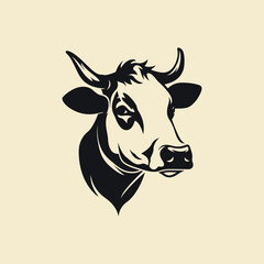 vector stylized cow portrait facing right