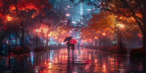 Rain-kissed Park Affection, generative ai