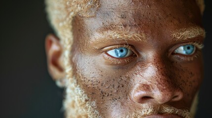 Studio portrait of albino African American man.