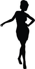 Silhouette of woman in short dress. Detailed silhouette of a woman in short party dress and high heels.