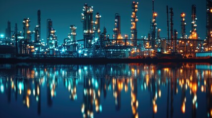 Naklejka premium Pipeline and pipe rack of petroleum industrial background