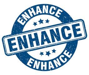 enhance stamp. enhance label. round grunge sign