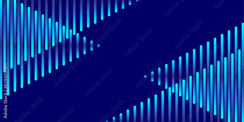 Leinwandbilder Abstract futuristic dark background with glowing blue green geometric lines design. Modern shiny blue geometric pattern with rectangular line pattern. Horizontal banner template overlay layer