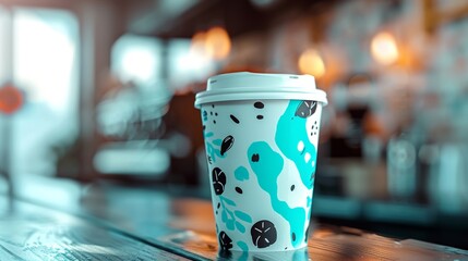 Crisp close-up of a customized coffee cup mockup, with a focus on design elements and branding clarity