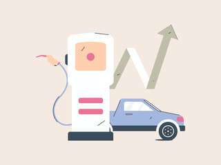 Vector Internet operation hand-drawn illustration of people getting discounts for refueling their cars
