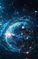 Obraz premium Globe with global connection lines and lights. Worldwide technology concept.