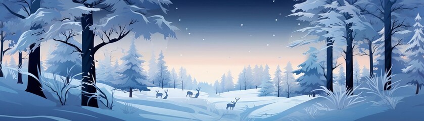 hare flat design side view theme winter forest 3D render splitcomplementary color scheme
