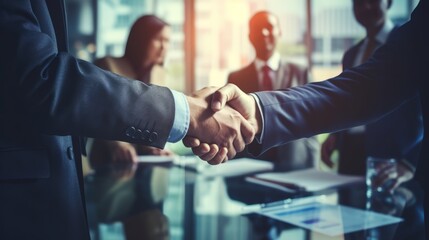 Business partnership handshake by AI generate.