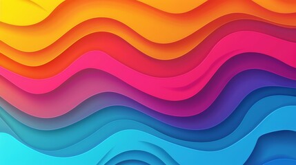 Fototapeta premium A multicolored background with wavy lines and a circular hole in its center Inside the hole, a wave pattern in shades of blue, yellow, red, pink, green, orange