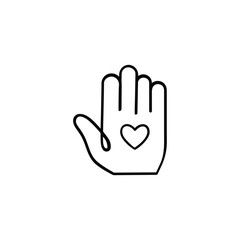 Hand Love Line Style Icon Design
