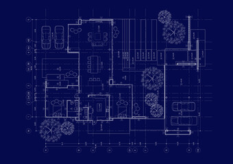 Naklejka premium Floor plan designed building on the drawing.