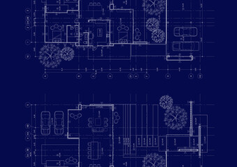 Fototapeta premium Floor plan designed building on the drawing.