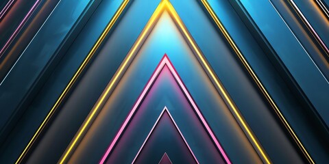 Obraz premium triangle line on regular blue, gold, and pink blue three-dimensional striped background, glow , black background