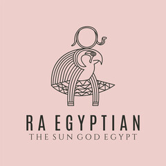 ra egyptian of sun god line art logo vector symbol illustration design