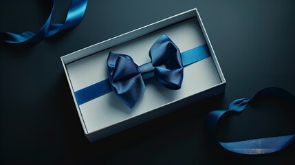 Gift for Father's Day: Blue Bowtie or Tie with White Box

