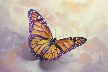 Featuring a  monarch butterfly on a white background with yellow on it