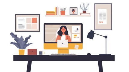 illustration of a person working on a laptop in the office