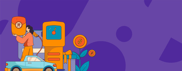 Obraz premium Vector Internet operation hand-drawn illustration of people getting discounts for refueling their cars 