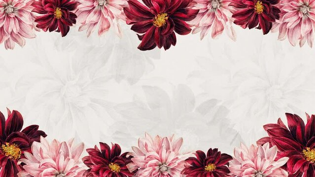 Red and Pink Vintage Floral Background, Elegant Luxury Invitation Wedding Background	