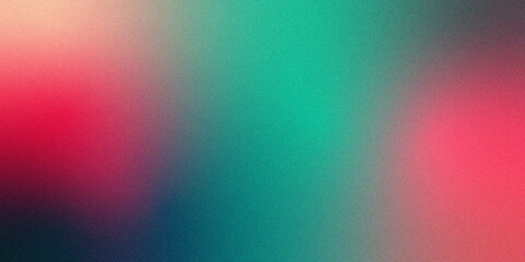 Abstract beige pink and teal gradient dark background grainy noise texture. Turquoise Blurred shine grain with blank space and unfocused gradient. Textured with rough grain, noise, and bright spots.