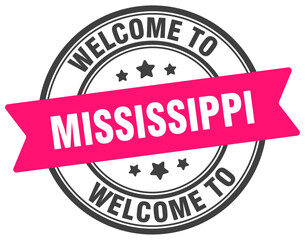 Welcome to Mississippi stamp. Mississippi round sign