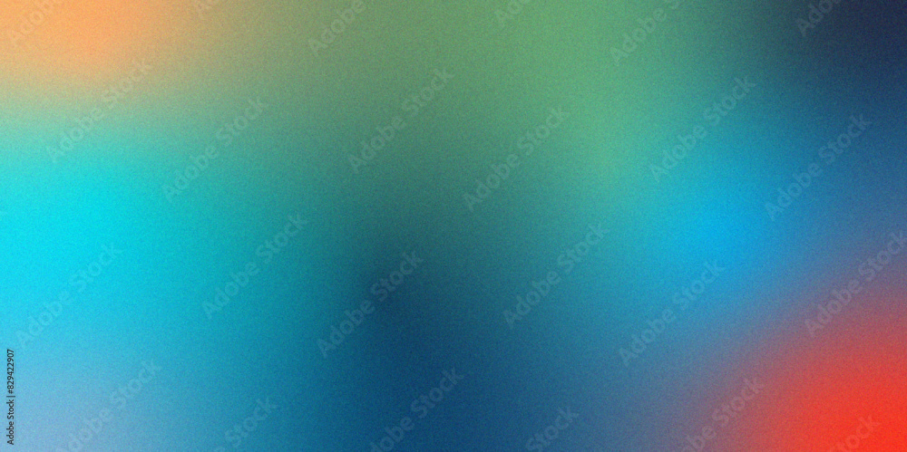 Poster abstract beige orange and teal gradient dark background grainy noise texture. turquoise blurred shin