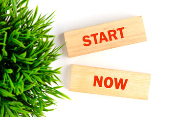 Business marketing, motivational start now concept. Copy space.Start now symbol. Concept words...