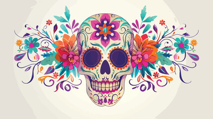 Skull with floral ornament. Mexican sugar skull. vector