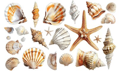 Obraz premium Ai sfondo con conchiglie di mare 04