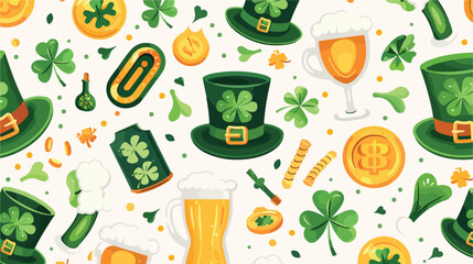 St Patricks day seamless pattern with light background