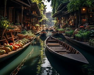 Exceptional 8K quality capture of Thailand s floating markets, rich with cultural elements and picturesque views