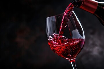 Pouring red wine into glass elegantly