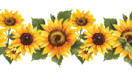 Sunflower repeating border floral digital illustration