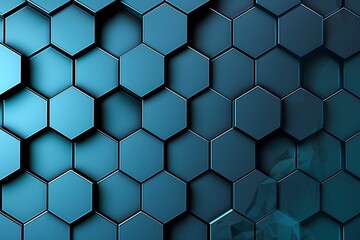 An abstract hexagon pattern with a gradient from dark blue to cyan, creating a vibrant and modern design. 