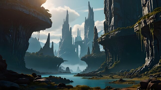 Hyperborea is a hyperrealistic alien world with striking colours and distinctive scenery.