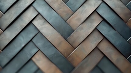  A tight shot of a metallic texture, featuring interwoven squares and rectangles in diverse shades of brown and blue Incorporated background ornament is also present