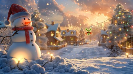 Obraz premium Snowy Christmas Village