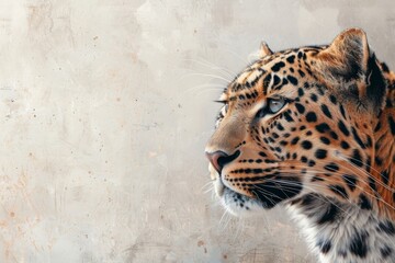 Background or banner with close-up leopard, copy space